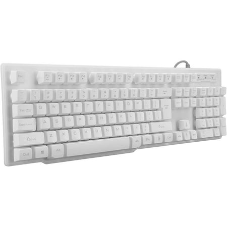 Wired Keyboard,Iron Base Backlit,104 Keys,for Gaming Home Office Notebook,Universal,Waterproof,USB,Engineering Design White Wired Keyboard,Iron Base Backlit,104 Keys,for Gaming Home Office Notebook,Universal,Waterproof,USB,Engineering Design White